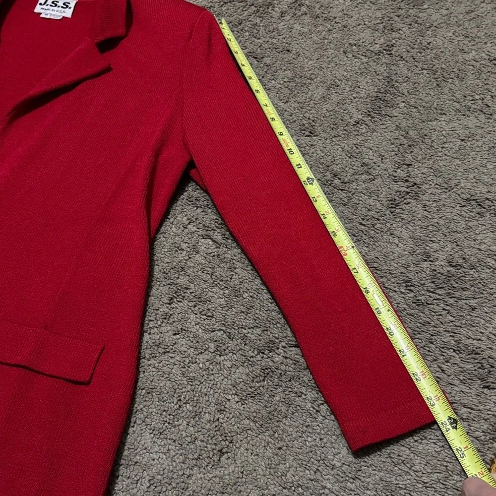 EUC Vintage J.S.S.-Oversized Sweater Blazer-Single Button-Red-Sz M-Wool/Rayon - Picture 12 of 15
